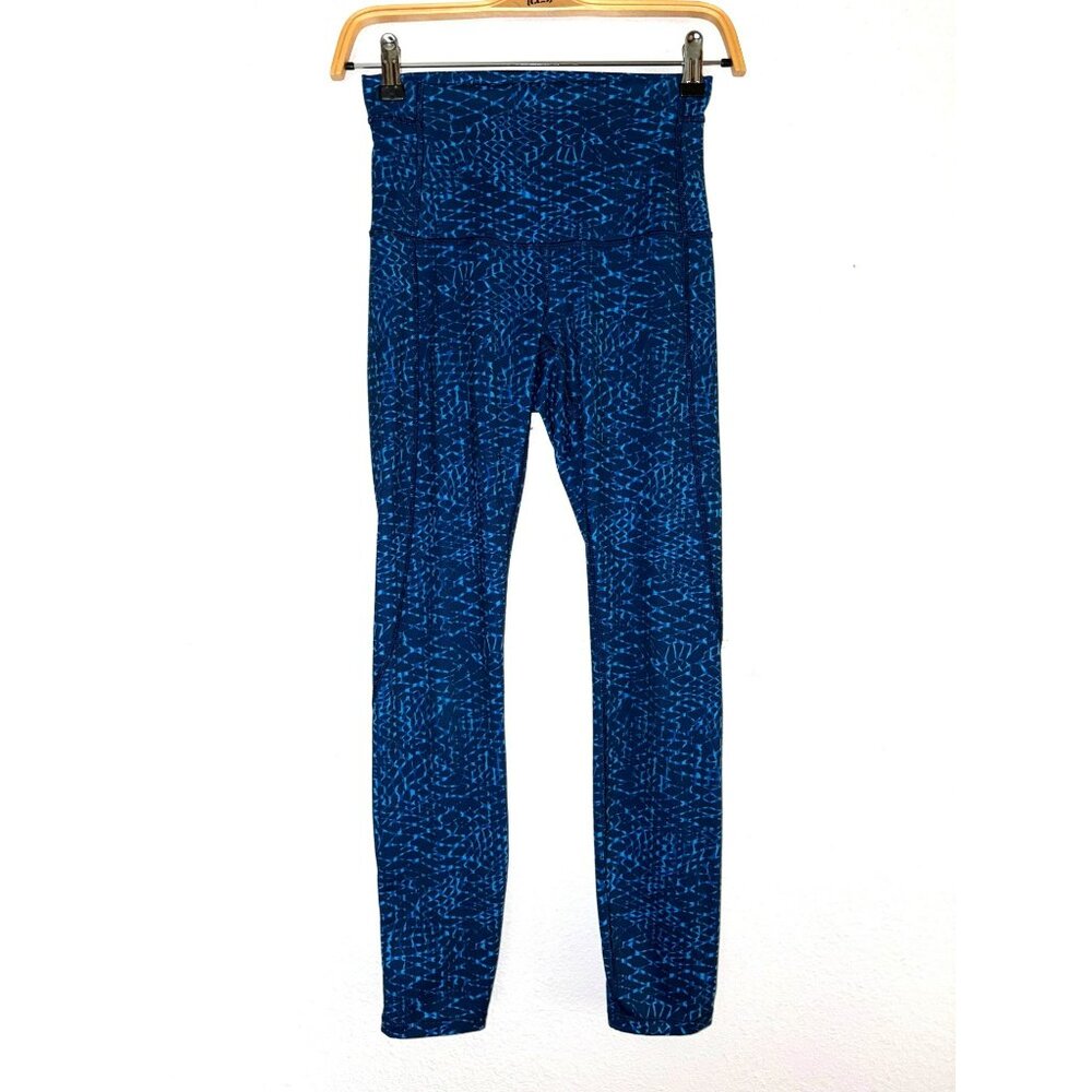 Lululemon Pure Practice Pant Samba Snake Kayak Blue/Hero Blue Leggings Size 4